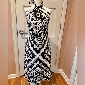 Ann Taylor size 0 Petite necktie halter linen and viscose dress.